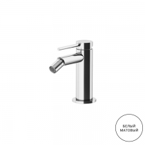 Gattoni Circle One Смеситель для биде, на 1 отв., излив 100 мм, с донным клапаном, цвет: белый матовый