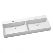 Azzurra Elegance Squared Раковина подвесная/накладная, 122x45xH12,5 см, 2 отв., двойная, цвет: Bianco lucido