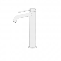 Gattoni Circle Two Смеситель для раковины высокий 227 мм, на 1 отверстие, излив 155 мм, с донным клапаном, цвет: белый матовый