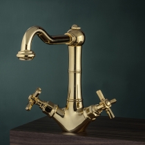 Gattoni TRD Смеситель для раковины, 1 отв., ручки Paris, цвет: золото 24К