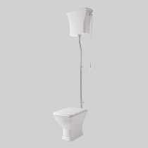Artceram CIVITAS Унитаз 36х54см., с высоким бачком и трубой хром, с механизмом с цепочкой и ручкой, с сиденьем, микролифт, цвет: белый