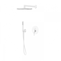 Gattoni Circle Two/ONE Комплект для душа со встроенным смесителем с ручной лейкой и верхним душем 250 мм, цвет: белый матовый