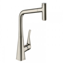 Hansgrohe Metris Select M71 Смеситель  для кухни на 1 отв, поворотный и выдвижной излив 1jet, кнопка вкл/выкл воды, цвет: сталь