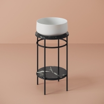 Artceram Vogue Металлическая структура &amp;Oslash;44хh72,5см, напольная, с раковиной, с мраморной столешницей и полочкой, цвет: черный матовый/белый матовый