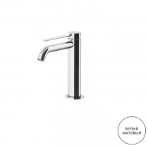 Gattoni Circle Two Смеситель для раковины высокий 177 мм, на 1 отверстие, излив 135 мм, с донным клапаном, цвет: белый матовый