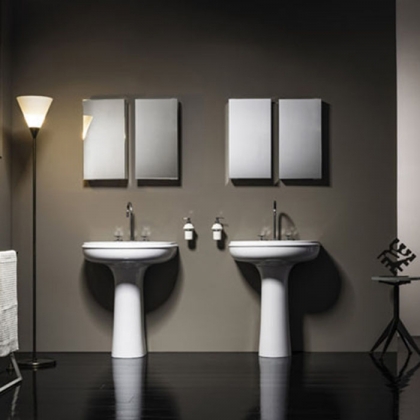 Azzurra Charme Раковина 70x51xH19 см, 1 отв., с пьедесталом 27xH67 см, цвет: Bianco lucido