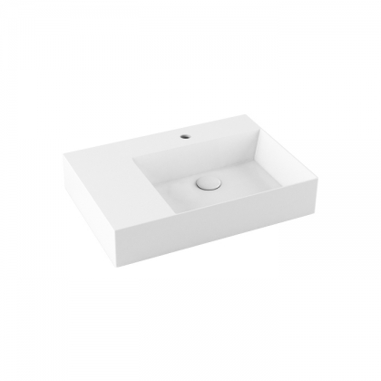 Azzurra Elegance Squared Раковина подвесная/накладная, 65x45xH12,5 см, левая, 1 отв., цвет: Bianco lucido
