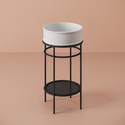 Artceram Vogue Металлическая структура &amp;Oslash;44хh72,5см, напольная, с раковиной, с мраморной полочкой, цвет: черный матовый/белый матовый