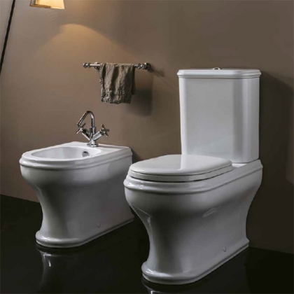Azzurra Charme Унитаз моноблок 69x40xH84 см, слив универсальный, с бачком, с механизмом, сиденье микролифт, с креплением VFV, цвет: Bianco lucido/бронза