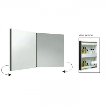 Azzurra Mirror Book Зеркальный шкаф двойной с внутренними полочками, 116(58*2)xH60 см