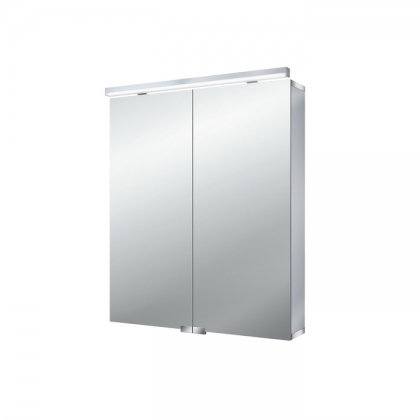 EMCO Flat Зеркальный шкаф 60х72.7см., LED-подсветка, 2 двери, 2 полки, розетка, без нижней подсветки