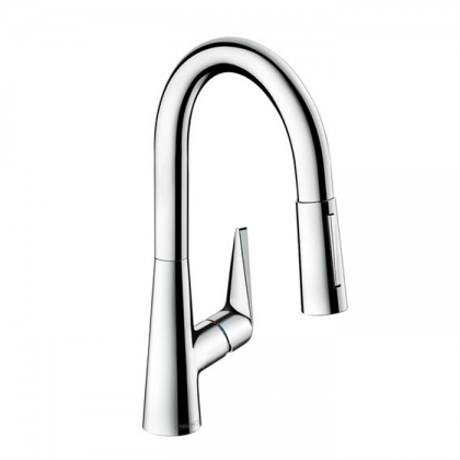 Hansgrohe Talis M51 Смеситель для кухни, на 1 отв однорычажный, поворотный излив 18.5см с вытяжным душем, 2jet, h15.2см, цвет: хром