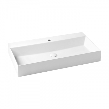 Azzurra Elegance Squared Раковина подвесная/накладная, 102x45xH12,5 см, 1 отв., цвет: Bianco lucido