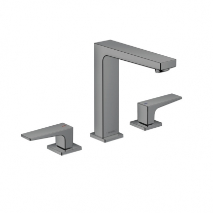 Hansgrohe Metropol Смеситель для раковины 160, на 3 отв, с донным клапаном, излив 152мм, цвет: шлифованный черный хром