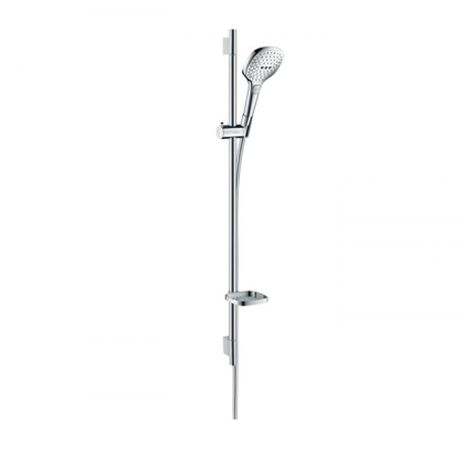 Hansgrohe Raindance Select E Душевой набор: штанга 90см., ручной душ 120, 3jet (Rain, RainAir, WhirlAir), EcoSmart, мыльница, шланг, цвет: белый/хром