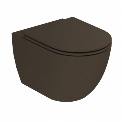 Azzurra Comoda Унитаз подвесной безободковый 51,5x36 см, c креплением, Easy Clean, 3L Water Saving, цвет: Cacao