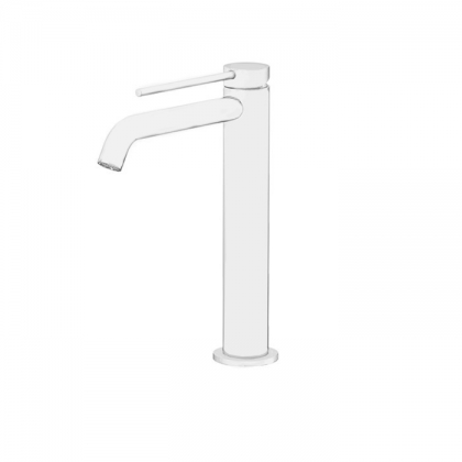 Gattoni Circle Two Смеситель для раковины высокий 227 мм, на 1 отверстие, излив 155 мм, с донным клапаном, цвет: белый матовый