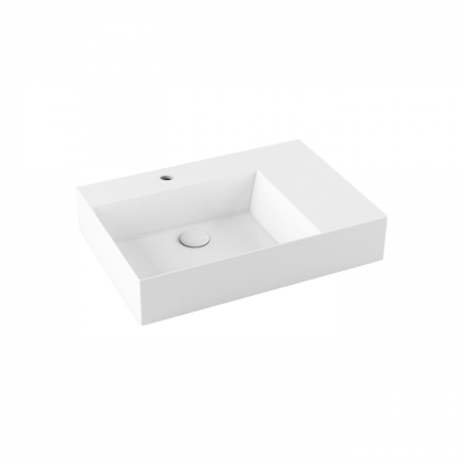 Azzurra Elegance Squared Раковина подвесная/накладная, 65x45xH12,5 см, правая, 1 отв., цвет: Bianco lucido