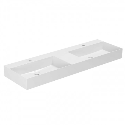 Azzurra Elegance Squared Раковина подвесная/накладная, 142x45xH12,5 см, 2 отв., двойная, цвет: Bianco lucido