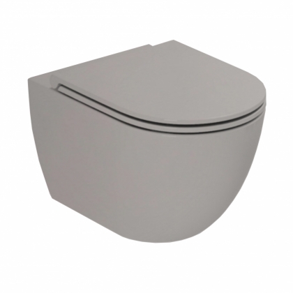Azzurra Comoda Унитаз подвесной безободковый 51,5x36 см, c креплением, Easy Clean, 3L Water Saving, цвет: Cenere