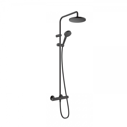  Hansgrohe Vernis Blend Душевая стойка с верхним душем 200 1jet с термостатом, цвет: матовый черный 