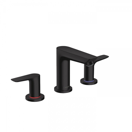 Hansgrohe Talis E Смеситель для раковины 150, на 3 отв, с донным клапаном, излив 112мм, цвет: черный матовый