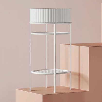 Artceram VOGUE Металическая структура &amp;Oslash;44хh72,5см с раковиной Millerighe без отв. под смеситель, с сетчатой полочкой, напольный, цвет: белый матовый