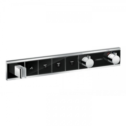 Hansgrohe RainSelect Смеситель для душа, термостатический, 4 источника, СМ, внешняя часть, цвет: черный/белый