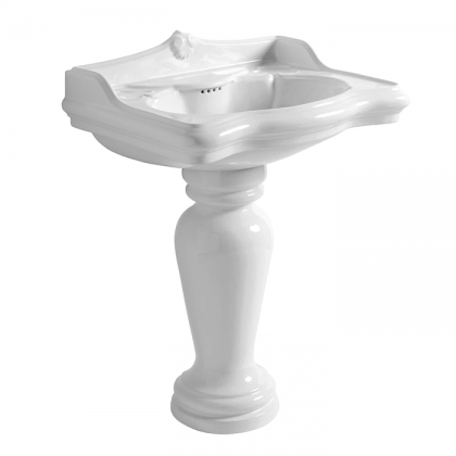 Azzurra Jubilaeum Раковина 70x55xH32,5 см, с пьедесталом 27xH68 см, 1 отв., цвет: Bianco lucido