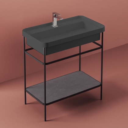 Artceram Fuori Scala Металическая структура 40x57хh83см с раковиной на 1 отв. напольная, цвет: черный матовый