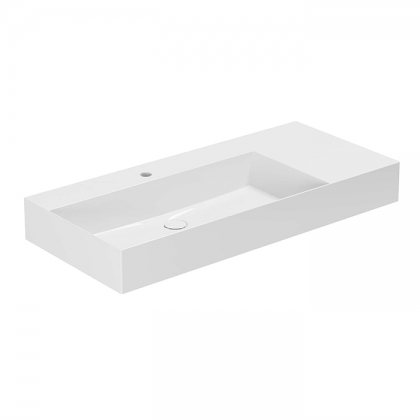 Azzurra Elegance Squared Раковина подвесная/накладная, 102x46xH12,5 см, правая, 1 отв., цвет: Bianco lucido