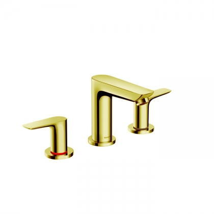 Hansgrohe Talis E Смеситель для раковины 150, на 3 отв, с донным клапаном, излив 112мм, цвет: золото