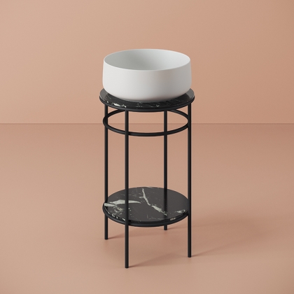 Artceram Vogue Металлическая структура &amp;Oslash;44хh72,5см, напольная, с раковиной, с мраморной столешницей и полочкой, цвет: черный матовый/белый матовый